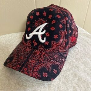 Atlanta Braves MLB Women's New Era Red Black Paisley 9Twenty Adjustable hat cap
